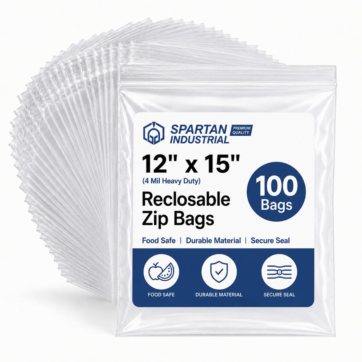 Amazon.com: 12” X 15” (100 Count) 4 Mil Thick Clear Reclosable Zip